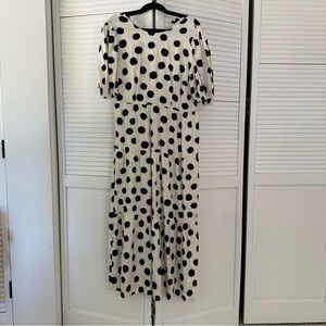 Who What Wear Black and White Polka Dot Long Sleeve Dress